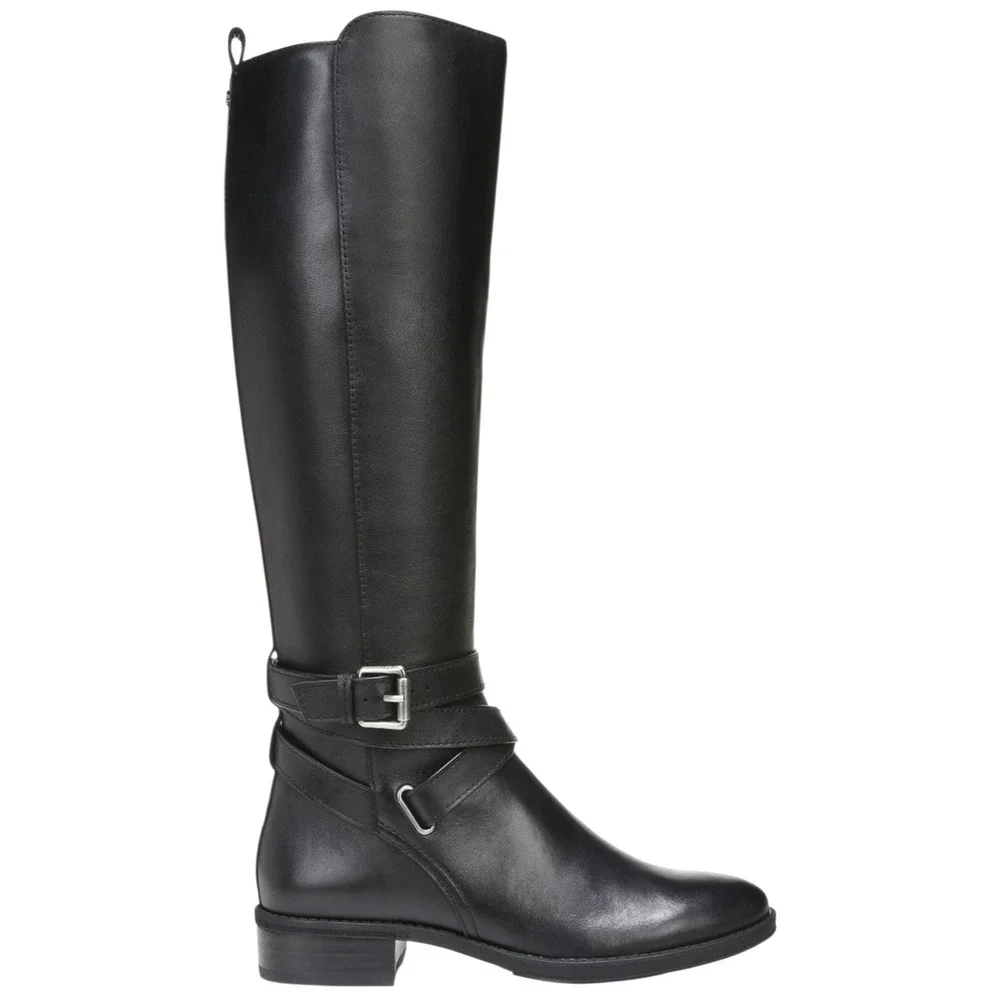 Sam Edelman Wide Calf Black Leather Buckle Tall Boots Women US 9.5  Riding Boots